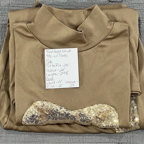 Sequin Heart Long Sleeve Top with Matching Joggers - Taupe - Picture 13 of 13